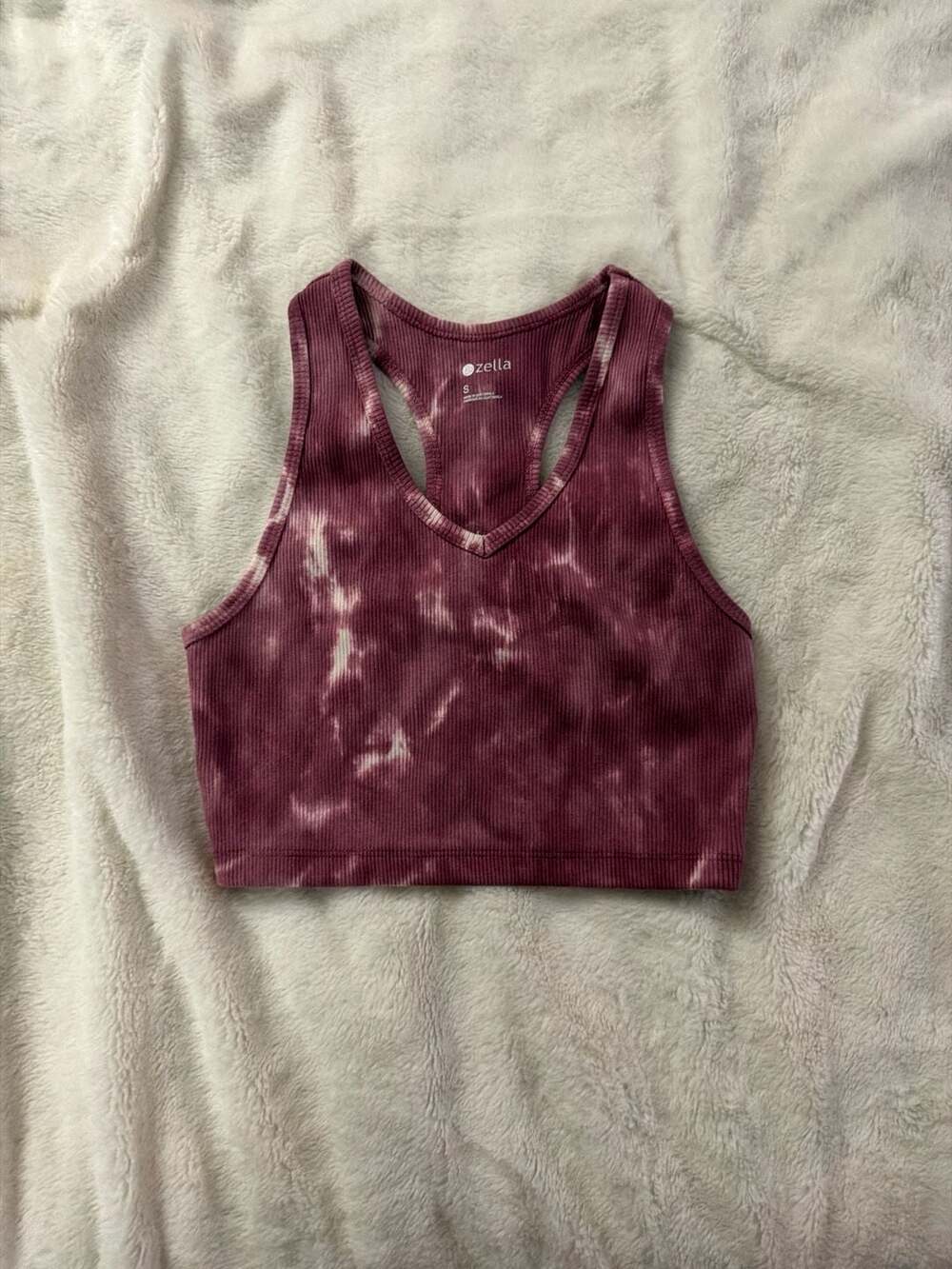 Zella Ribbed Tie Dye Racerback Crop Tank Sports Bra Small